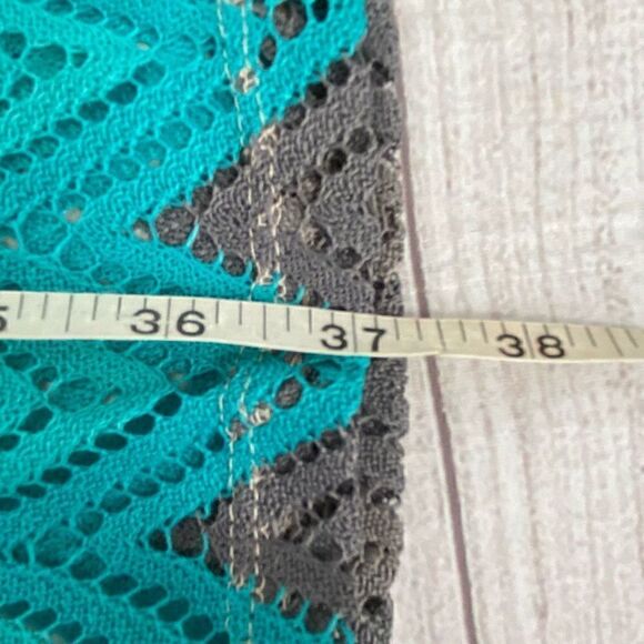 Tacera open knit fully lined 3/4 bell sleeve chevron print dress women sz Med - Picture 10 of 14